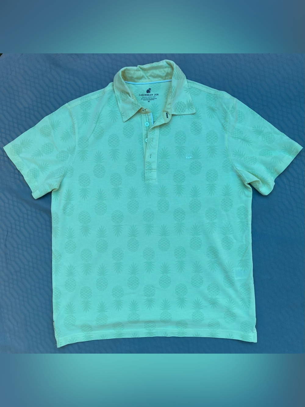 Caribbean Joe Men’s Pineapple Jacquard Polo — Mint Green